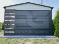 Domek ogrodowy 3 x 4 Premium plus wiata 0.8 x 4 z przodu na wprost brama zamknięta