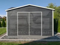 Domek ogrodowy dwuspadowy 3 x 4 grafit drewnopodobny z przodu