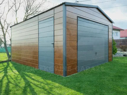 Garaż blaszany 4 x 5 Premium ocieplony widok od frontu