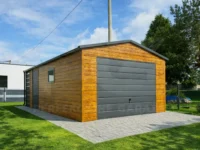 Garaże blaszane jednostanowiskowe Garaż blaszany 4×6 Premium z wiatą 1 x 4