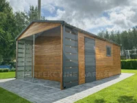 Najczęściej zadawane pytania o garaże blaszane Garaż blaszany 4×6 Premium z wiatą 1 x 4 widok z tyłu