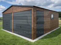 Garaż blaszany 6 x 6 Premium orzech front