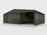 Garaż blaszany 6 x 6 Premium z wiata ażurową 3 x 6 grafit