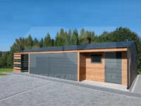 Garaż blaszany 9 x 6 Premium z wiata ażurową 3 x 6 widok boczny