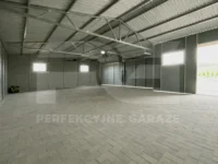 Garaż blaszany 9 x 6 Premium z wiata ażurową wnętrze