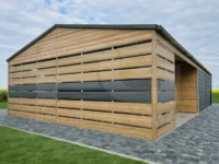 Garaże blaszane dwustanowiskowe Garaż blaszany 9 x 6 Premium z wiata ażurową zbliżenie