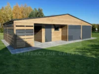 Garaż blaszany Premium 9 x 6 z wiata ażurową 3 x 6 i wnęką
