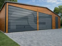 Garaż blaszany dwustanowiskowy 9 x 6 Premium multigloss, bramy, drzwi, rynny grafit