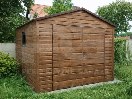 Garaż blaszany 3 x 4 Premium, brama dwuskrzydłowa