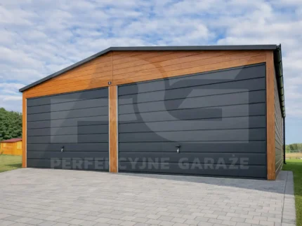 Garaż blaszany dwuspadowy 6 x 5 Premium multigloss bramy grafit