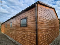 Garaż blaszany dwustanowiskowy 14 x 6 Premium, wiata ażurowa