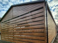 Garaż blaszany dwustanowiskowy 14 x 6 Premium, wiata ażurowa