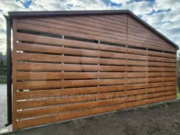 Garaż blaszany dwustanowiskowy 14 x 6 Premium, wiata ażurowa